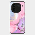 Pink Marble Glossy Metal Case Cover For Iqoo 12 5G