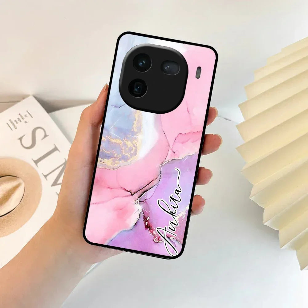 Pink Marble Glossy Metal Case Cover For Vivo - ShopOnCliQ