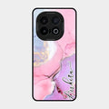 Pink Marble Glossy Metal Case Cover For Iqoo 13 5G