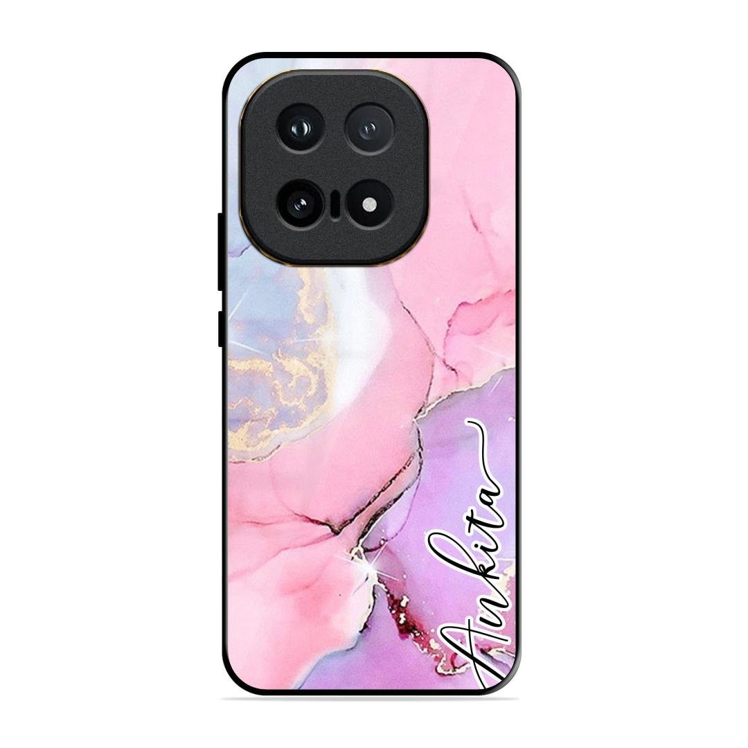 Pink Marble Glossy Metal Case Cover For iQOO 15 5G