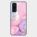 Pink Marble Glossy Metal Case Cover For Iqoo Z3 5G