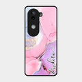 Pink Marble Glossy Metal Case Cover For Iqoo Z9S 5G