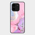 Pink Marble Glossy Metal Case Cover For Iqoo Z9X 5G