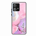 Pink Marble Glossy Metal Case Cover For Motorola Edge 40 5G