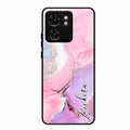 Pink Marble Glossy Metal Case Cover For Motorola Edge 40