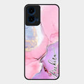 Pink Marble Glossy Metal Case Cover For Motorola G45 5G