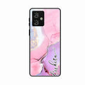 Pink Marble Glossy Metal Case Cover For Motorola G64 5G