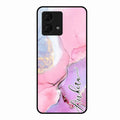 Pink Marble Glossy Metal Case Cover For Motorola g84 5G