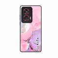 Pink Marble Glossy Metal Case Cover For Motorola G96 5G