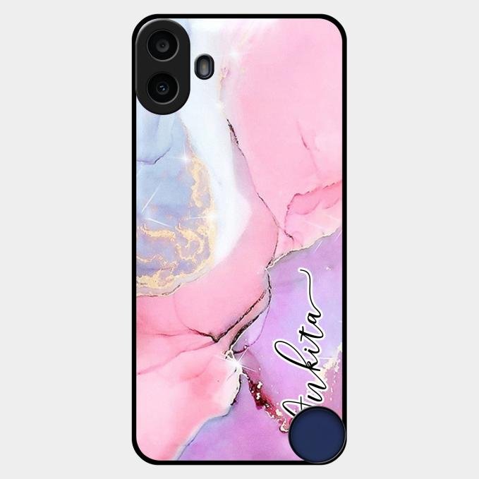 Pink Marble Glossy Metal Case Cover For Nothing Cmf Phone 1
