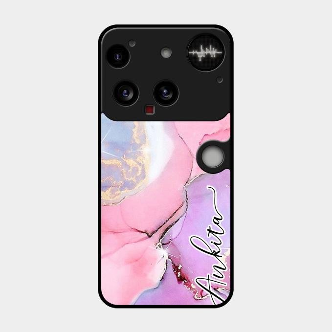 Pink Marble Glossy Metal Case Cover For Nothing Phone 3 5G