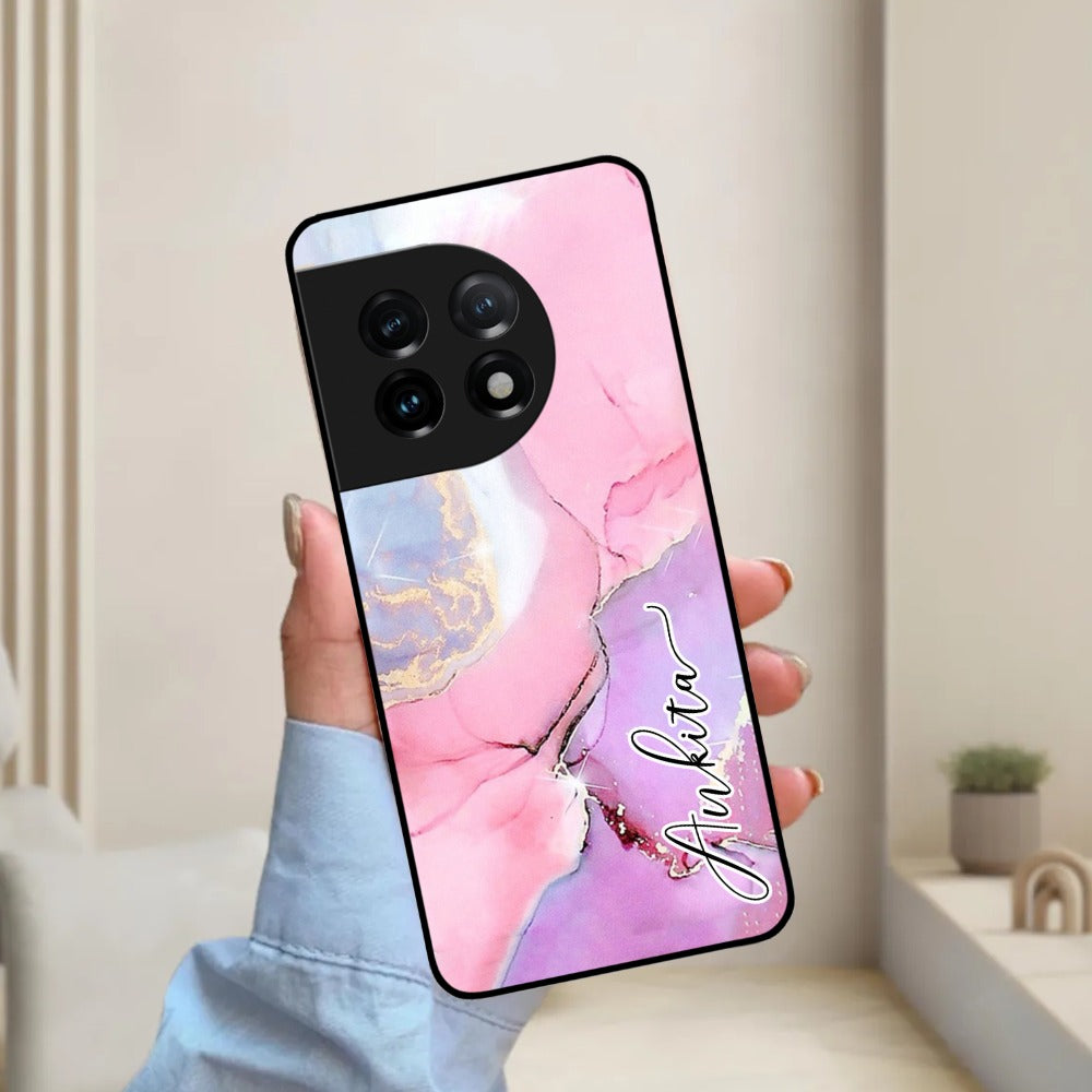 Pink Marble Glossy Metal Case Cover For OnePlus