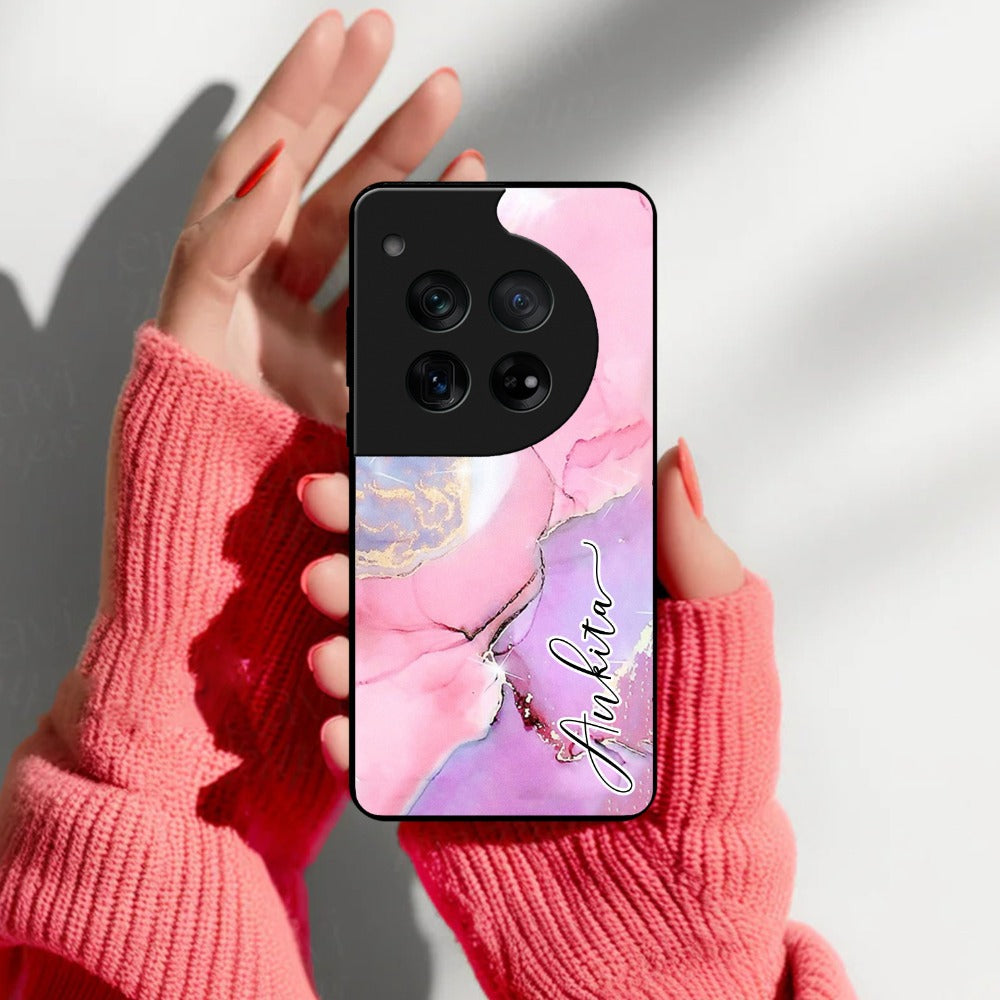 Pink Marble Glossy Metal Case Cover For OnePlus