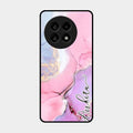 Pink Marble Glossy Metal Case Cover For Oneplus 13R 5G