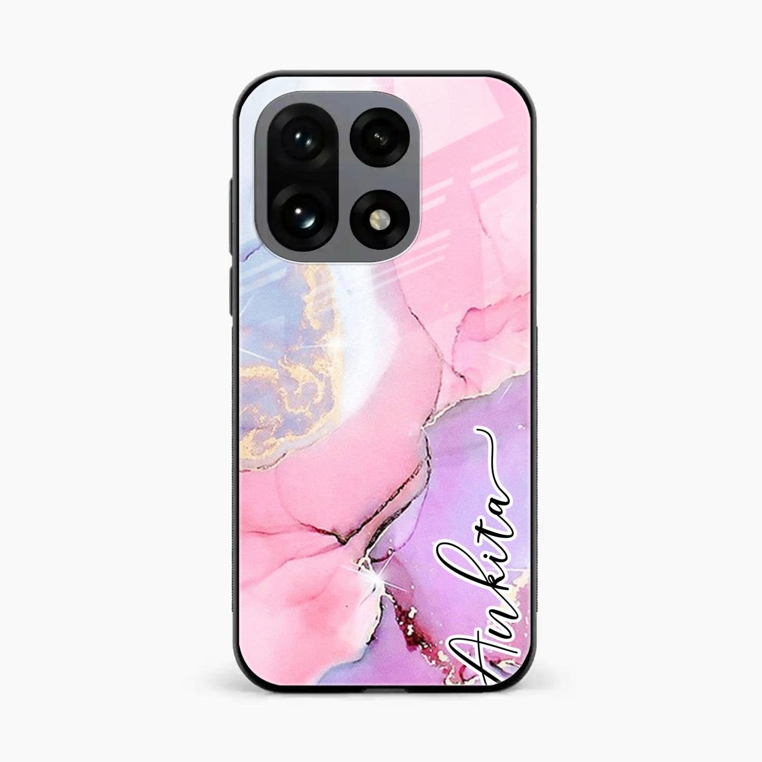 Pink Marble Glossy Metal Case Cover For OnePlus 15 5G