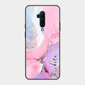 Pink Marble Glossy Metal Case Cover For Oneplus 7T Pro