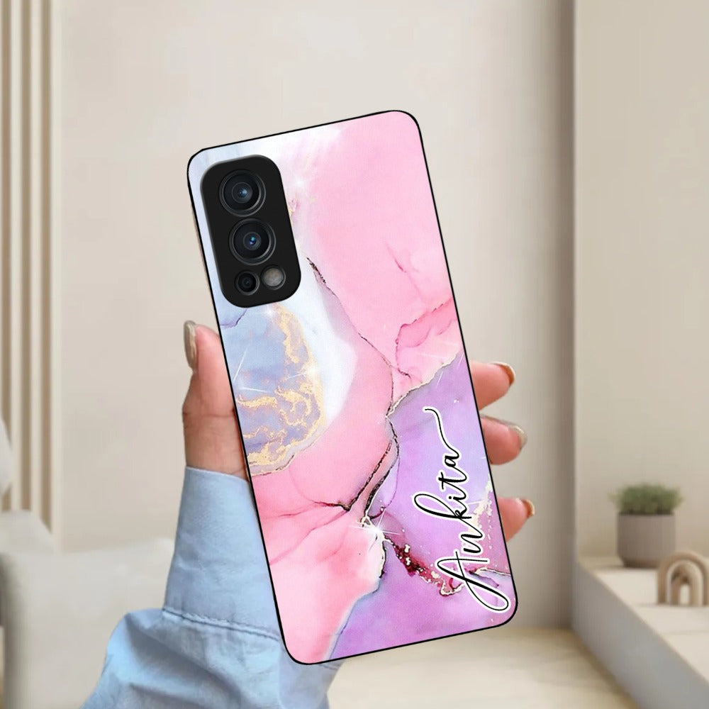 Pink Marble Glossy Metal Case Cover For OnePlus