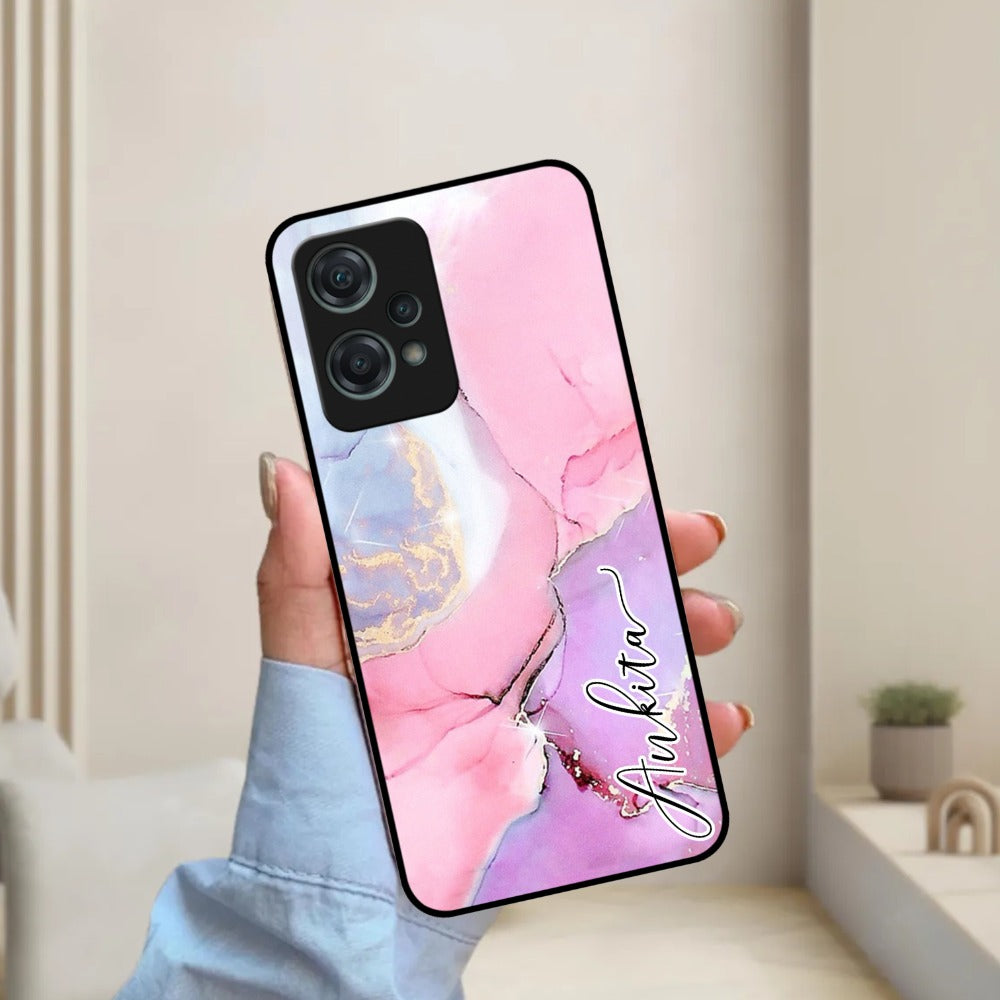 Pink Marble Glossy Metal Case Cover For OnePlus