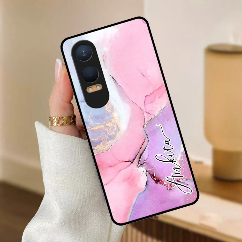 Pink Marble Glossy Metal Case Cover For OnePlus