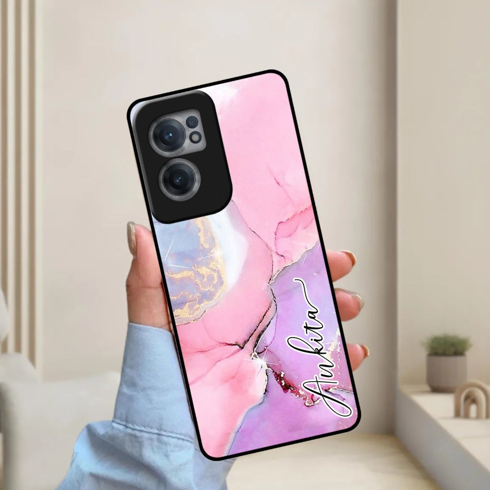 Pink Marble Glossy Metal Case Cover For OnePlus