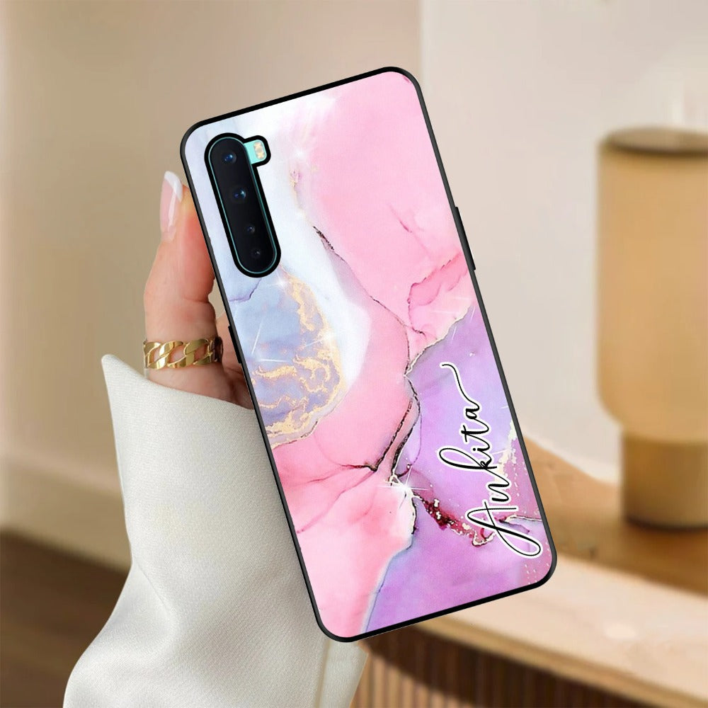 Pink Marble Glossy Metal Case Cover For OnePlus