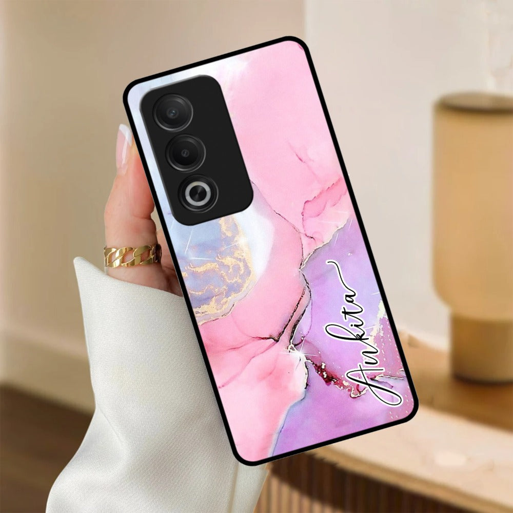 Pink Marble  Glossy Metal Case Cover For Oppo