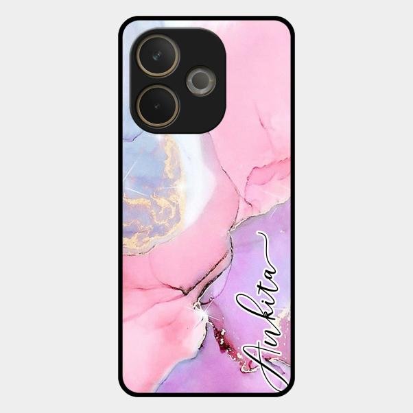Pink Marble Glossy Metal Case Cover For Oppo A5 Pro 5G