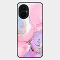 Pink Marble Glossy Metal Case Cover For Oppo F21S Pro 5G
