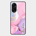 Pink Marble Glossy Metal Case Cover For Oppo F23 5G