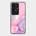 Pink Marble Glossy Metal Case Cover For Oppo F25 Pro 5G