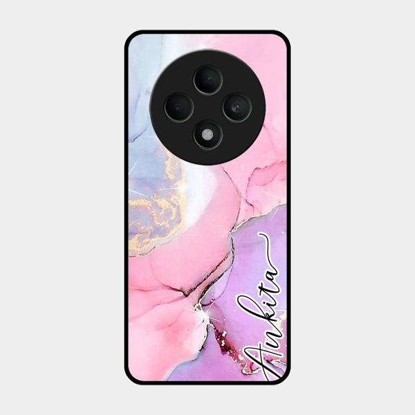 Pink Marble Glossy Metal Case Cover For Oppo F27 5G