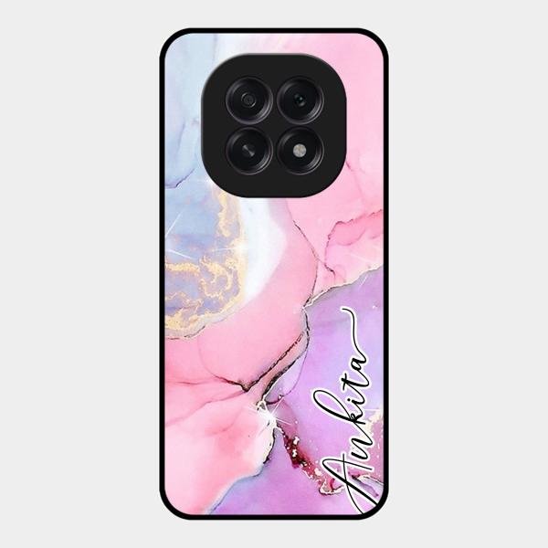 Pink Marble Glossy Metal Case Cover For Oppo F29 5G