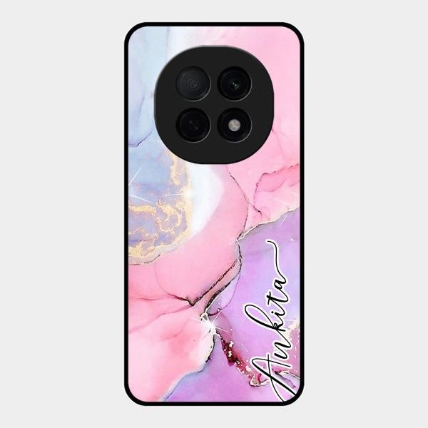 Pink Marble Glossy Metal Case Cover For Oppo F29 Pro 5G