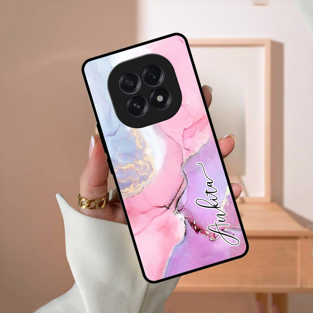 Pink Marble  Glossy Metal Case Cover For Oppo