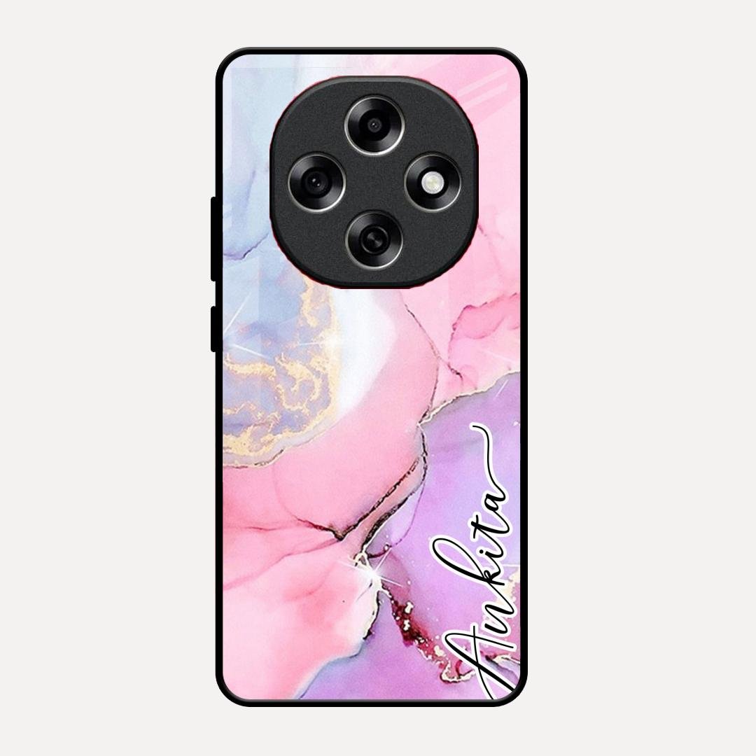 Pink Marble Glossy Metal Case Cover For Oppo F31 Pro 5G