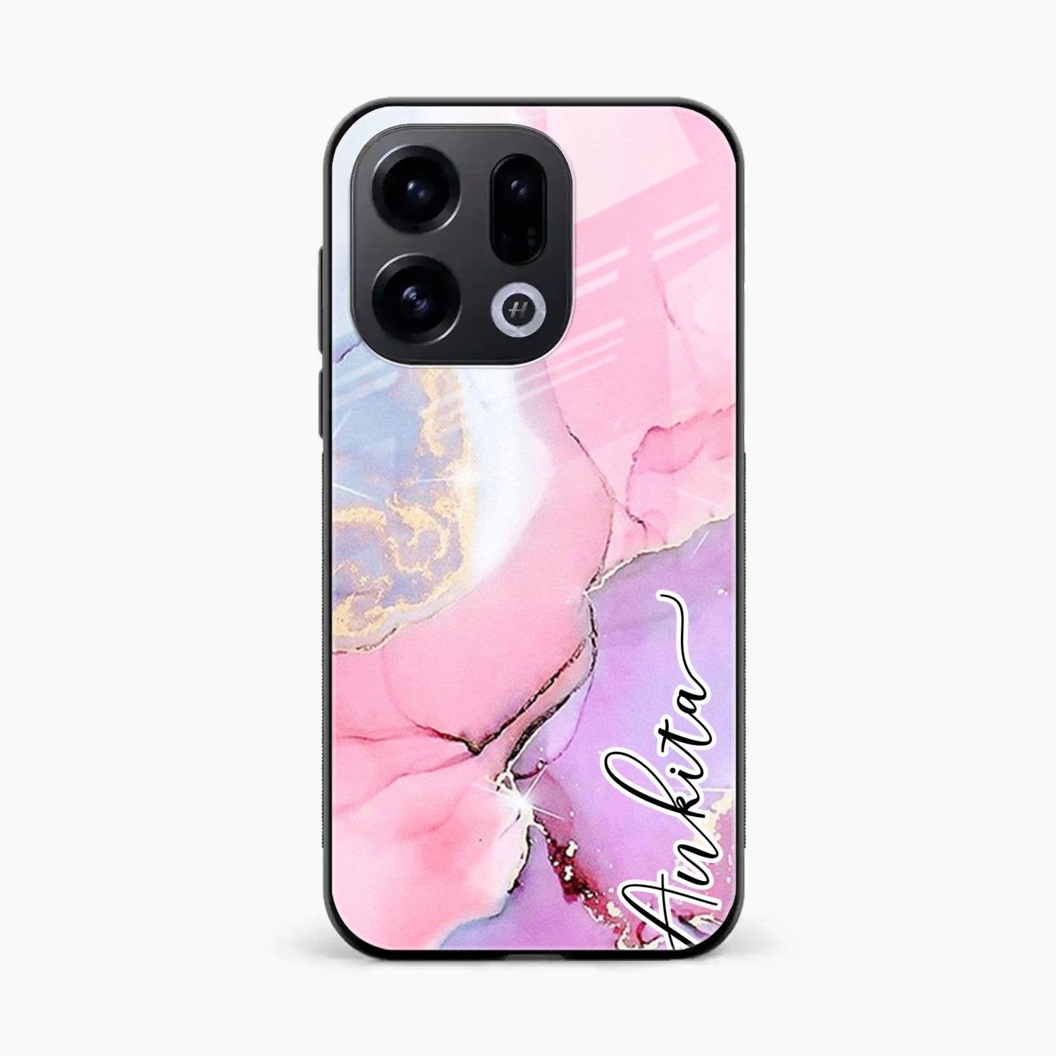 Pink Marble Glossy Metal Case Cover For Oppo Find X9 5G