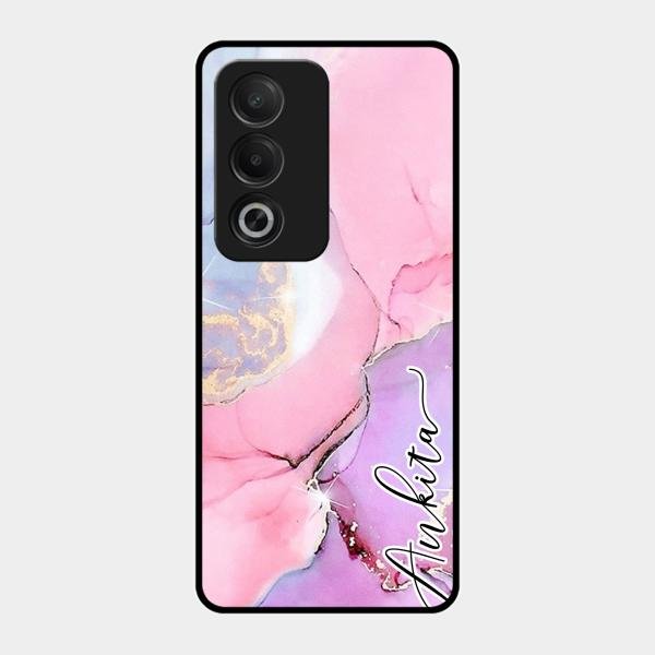 Pink Marble Glossy Metal Case Cover For Oppo K12X 5G