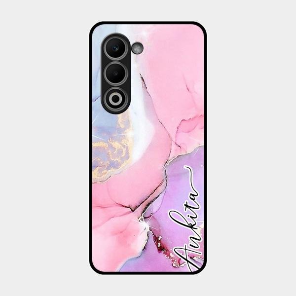 Pink Marble Glossy Metal Case Cover For Oppo K13X 5G