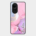 Pink Marble Glossy Metal Case Cover For Oppo Reno 10 Pro 5G