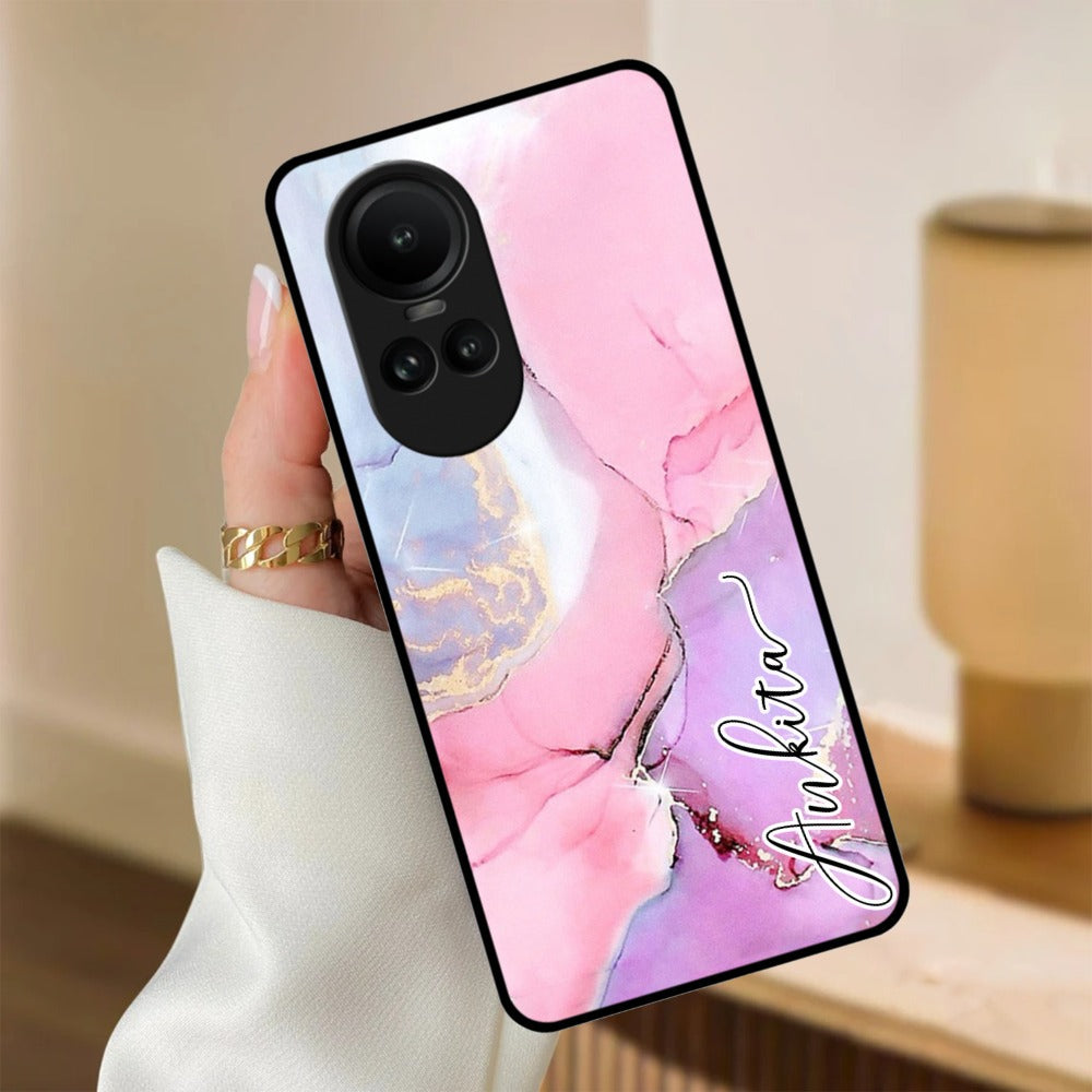 Pink Marble  Glossy Metal Case Cover For Oppo