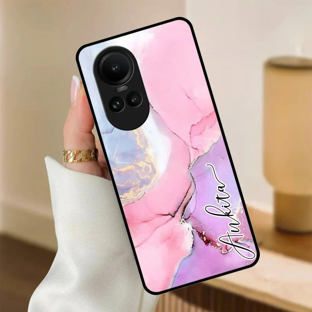 Pink Marble Glossy Metal Case Cover For Oppo - ShopOnCliQ