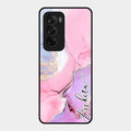 Pink Marble Glossy Metal Case Cover For Oppo Reno 12 5G