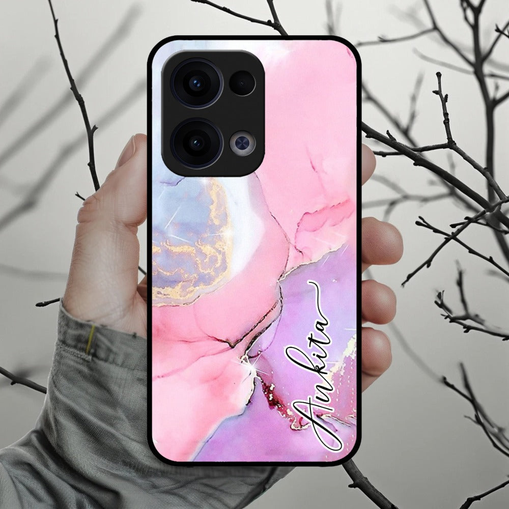 Pink Marble  Glossy Metal Case Cover For Oppo