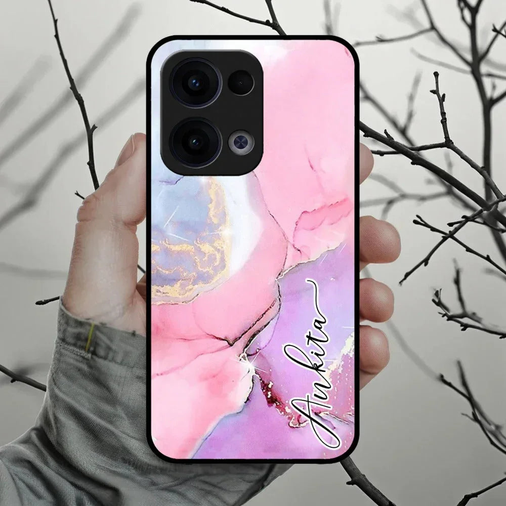 Pink Marble Glossy Metal Case Cover For Oppo - ShopOnCliQ