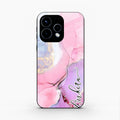 Pink Marble Glossy Metal Case Cover For Oppo Reno 15 5G