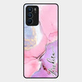 Pink Marble Glossy Metal Case Cover For Oppo Reno 6 5G