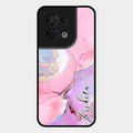 Pink Marble Glossy Metal Case Cover For Oppo Reno 8 5G