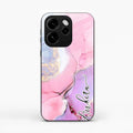 Pink Marble Glossy Metal Case Cover For Oppo Reno15 Pro 5G