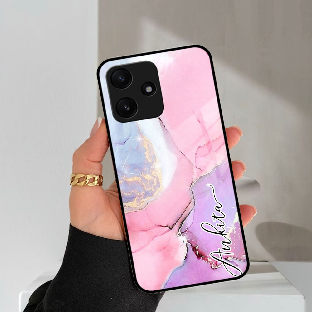 Pink Marble Glossy Metal Case Cover For Poco ShopOnCliQ