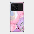 Pink Marble Glossy Metal Case Cover For Poco X6 Pro 5G